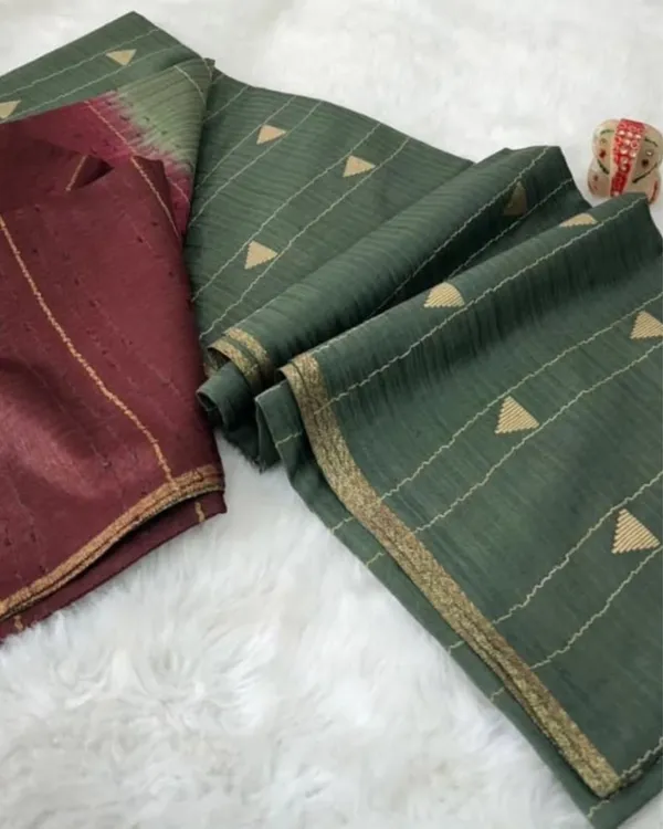 Trikon_Katha_Kota_Silk_Dark_Green_Jacquard_Saree