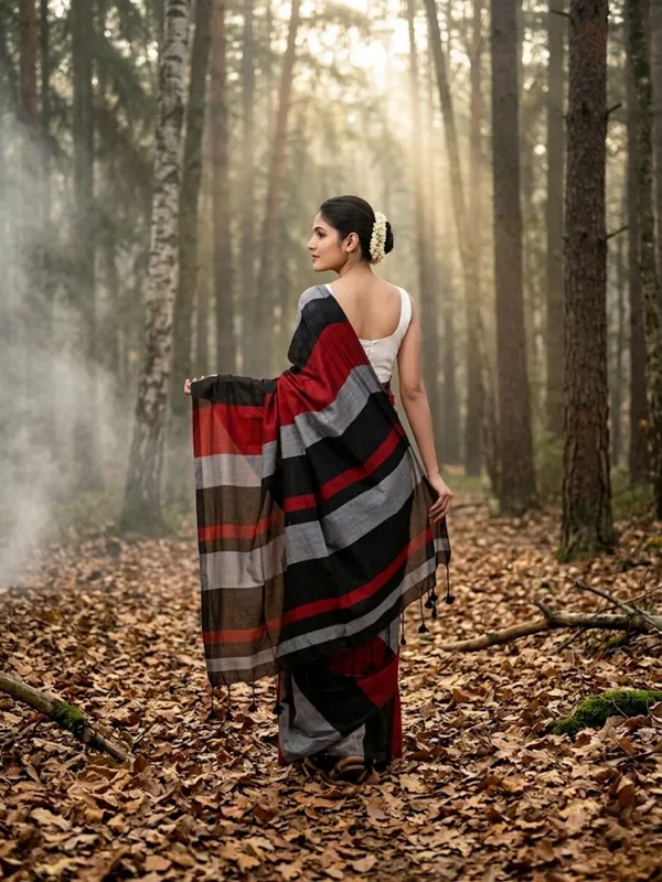 Earthloom_Handdyed_Khadi_Cotton_Saree_Colorful
