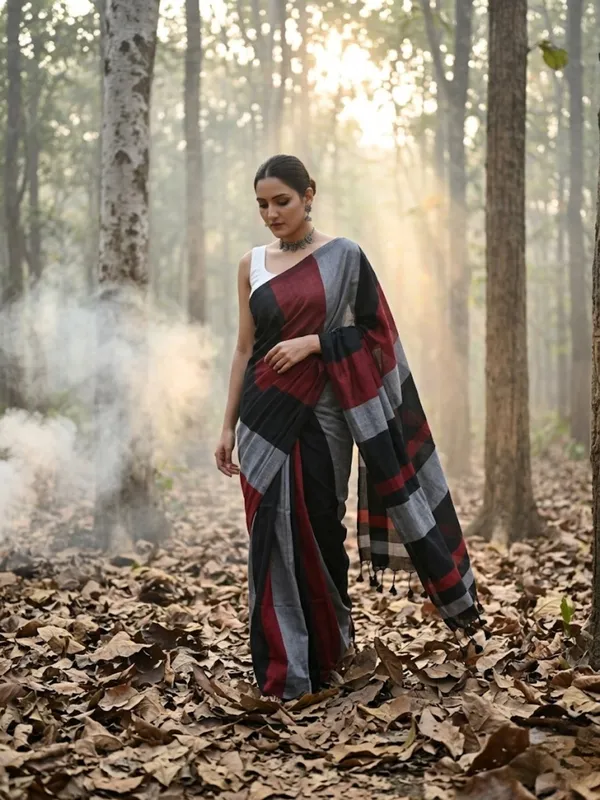 Earthloom_Handdyed_Khadi_Cotton_Saree_Colorful
