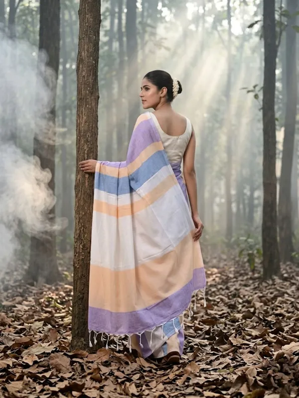 Earthloom_Handdyed_Khadi_Cotton_Saree_Lavendar