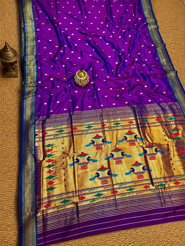 Rajshree_Double_Pallu_Paithani_Silk_Saree_Purple