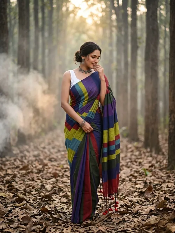 Earthloom_Handdyed_Khadi_Cotton_Saree_Festive