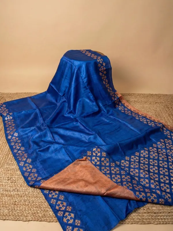 Mridini_Silkmark_Tussar_Silk_Embroidery_Saree_Sapphire_Blue