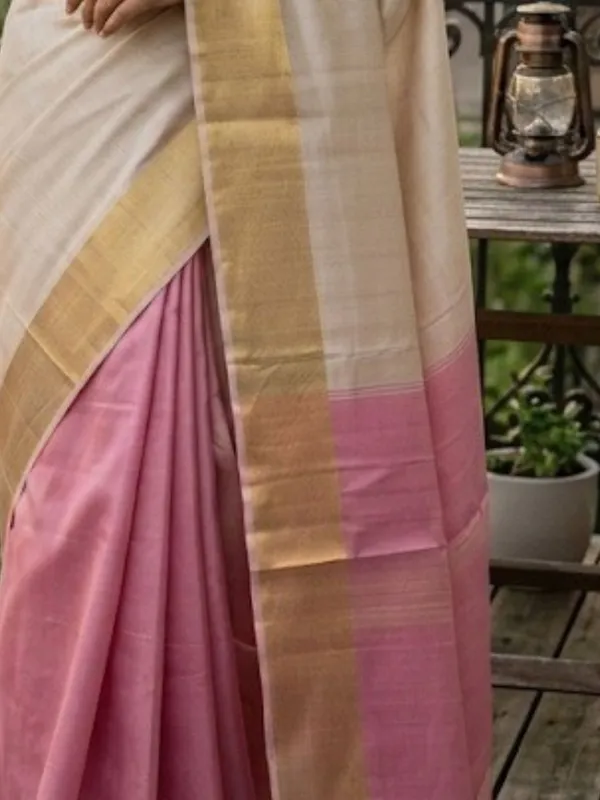 Handloom_Kota_Silk_Beige_&_Rose_Pink_Saree