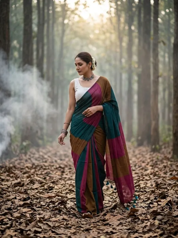 Earthloom_Handdyed_Khadi_Cotton_Saree_Exuberant