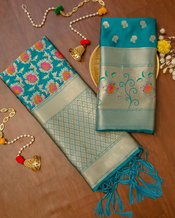 Noor-e-Banaras_Brocade_Weaving_Lichi_Silk_Suit_Blue