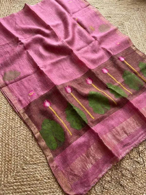 Iraaya_Handloom_Pure_Jayashree_Silk_Linen_Saree_Magenta_Pink