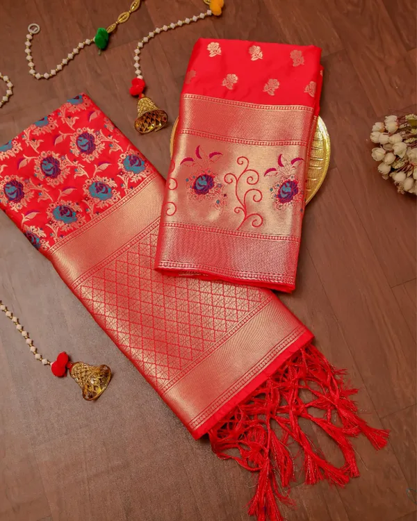 Noor-e-Banaras_Brocade_Weaving_Lichi_Silk_Suit_Orange