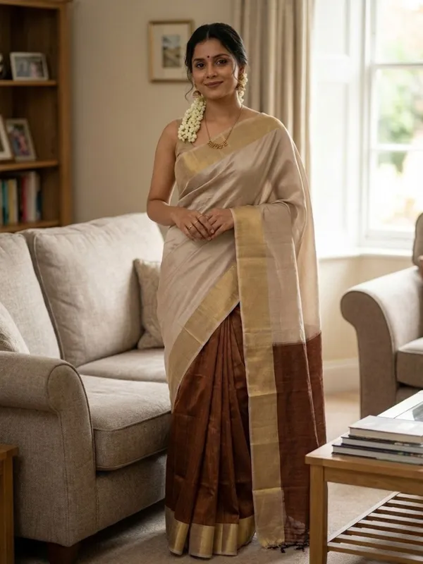 Handloom_Kota_Silk_Beige_&_Choco_Brown_Saree