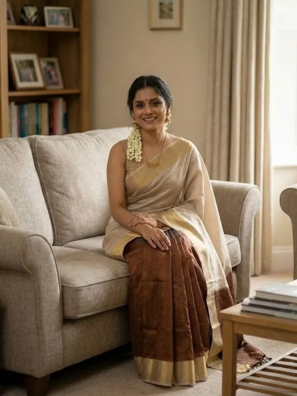 Handloom_Kota_Silk_Beige_&_Choco_Brown_Saree