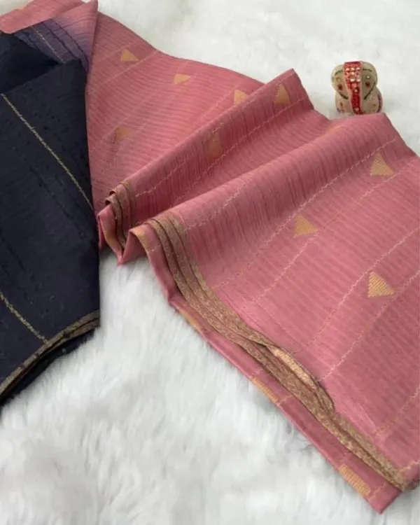 Trikon_Katha_Kota_Silk_Rose_Pink_Jacquard_Saree