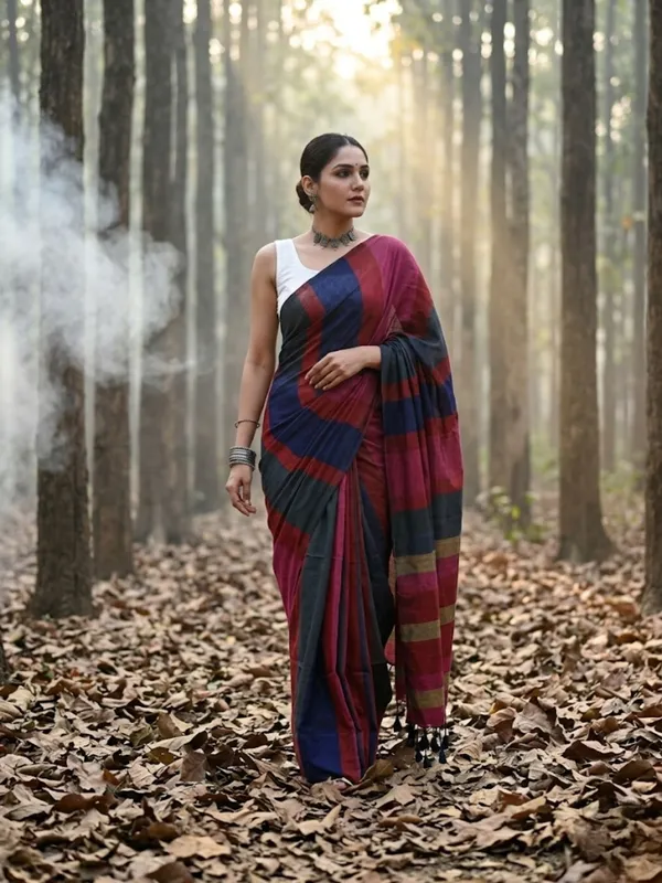 Earthloom_Handdyed_Khadi_Cotton_Saree_Dynamic