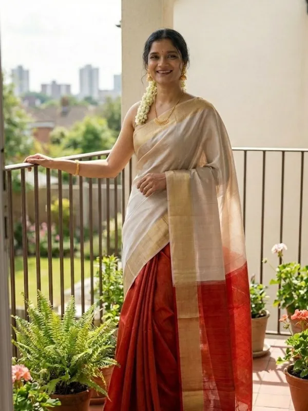 Handloom_Kota_Silk_Beige_&_Rust_Red_Saree