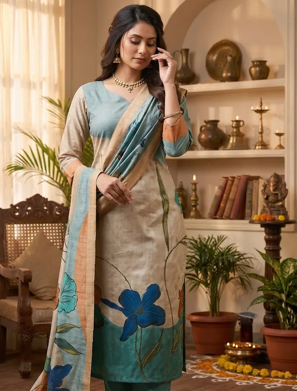 Noor-e-Banaras_Brocade_Linen_Suit_Muted_Beige