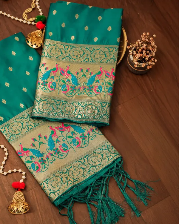 Noor-e-Banaras_Zari_Brocade_Teal_Silk_Suit