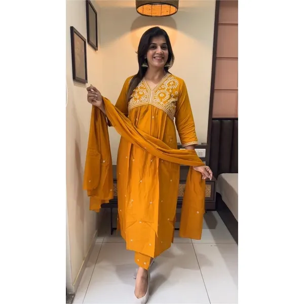 Yellow_Anarkali_Pant_Dupatta_Set_For_Women