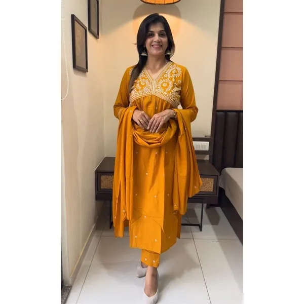 Yellow_Anarkali_Pant_Dupatta_Set_For_Women