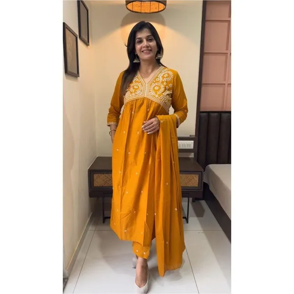 Yellow_Anarkali_Pant_Dupatta_Set_For_Women