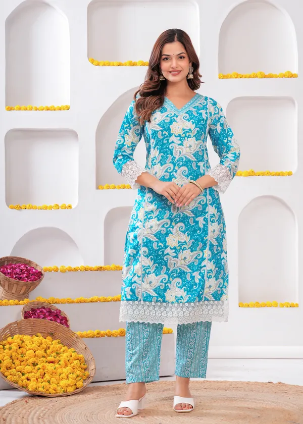 Blue_Cotton_Kurti_Pant_&_Dupatta_Set_For_Women