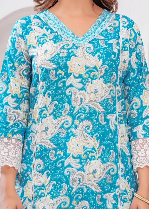 Blue_Cotton_Kurti_Pant_&_Dupatta_Set_For_Women