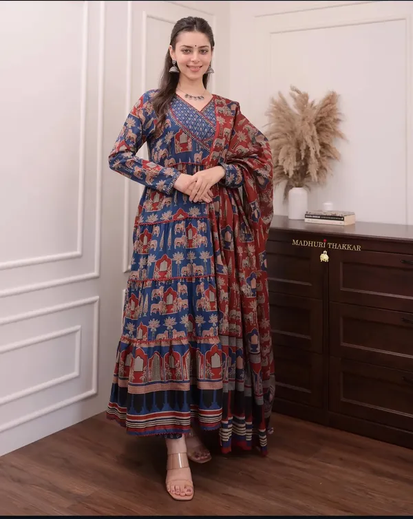 Blue_Cotton_Anarkali_Kurta_Set_For_Women