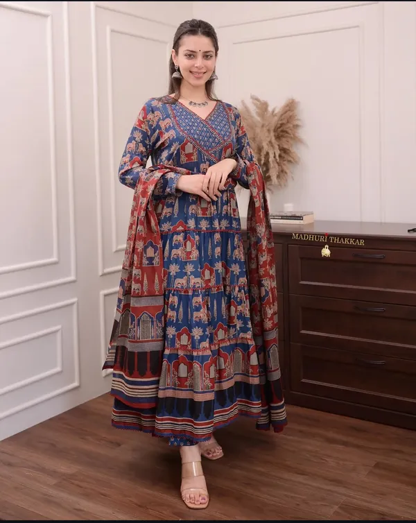 Blue_Cotton_Anarkali_Kurta_Set_For_Women