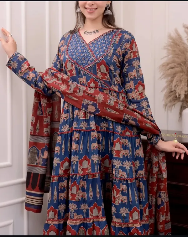 Blue_Cotton_Anarkali_Kurta_Set_For_Women