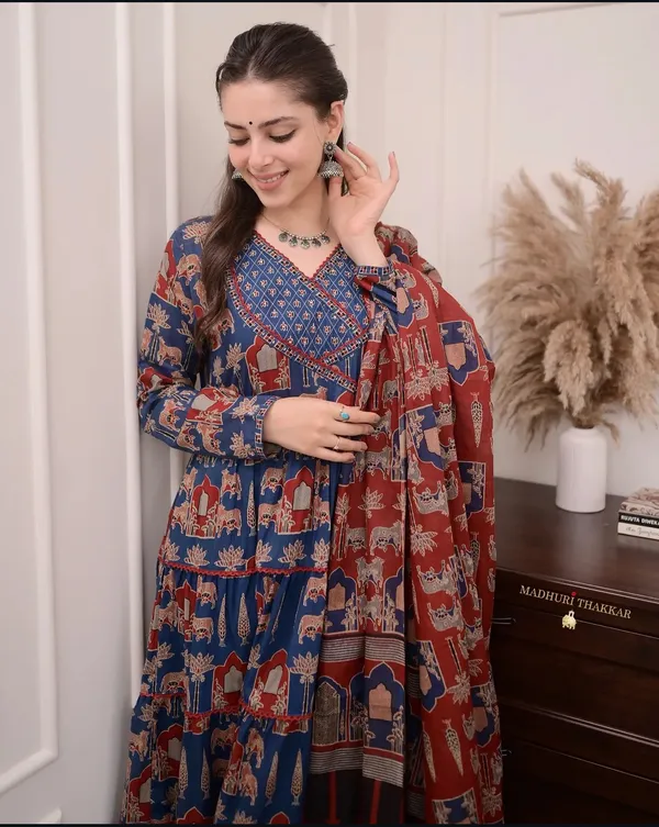 Blue_Cotton_Anarkali_Kurta_Set_For_Women