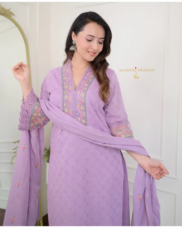 Purple_Cotton_Schiffli_Kurti_Pant_&_Dupatta_Set_For_Women
