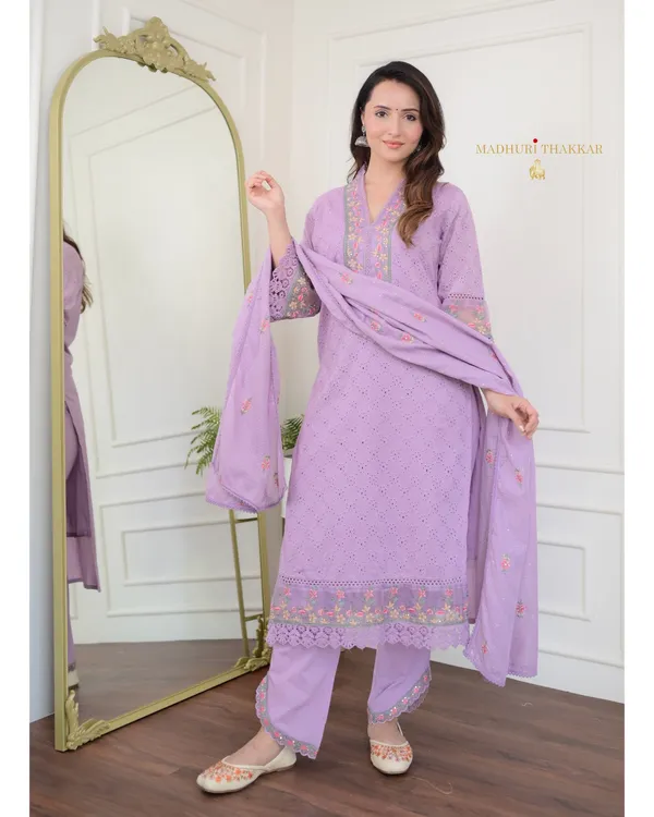 Purple_Cotton_Schiffli_Kurti_Pant_&_Dupatta_Set_For_Women