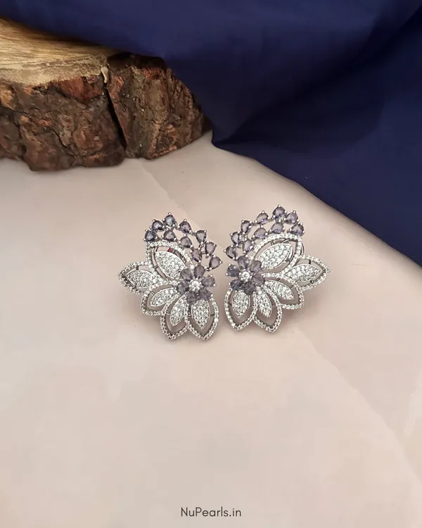 Purple_Anna_AD_Stone_Studs|Rhodium_Plated_Earrings_For_Women