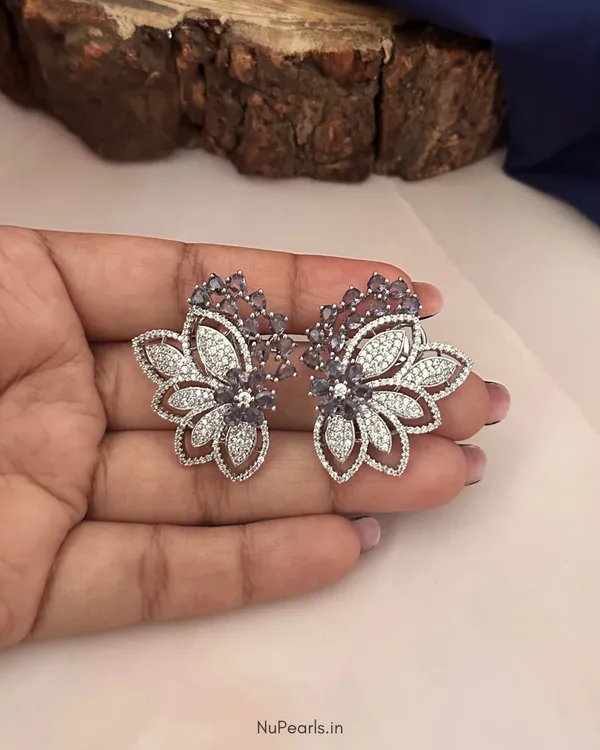 Purple_Anna_AD_Stone_Studs|Rhodium_Plated_Earrings_For_Women