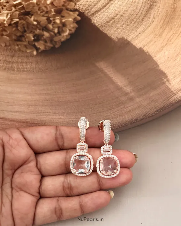 White_Aria_AD_Stone_Drop_Earrings|_18K_Rose_Gold_Plated_Party_Earrings
