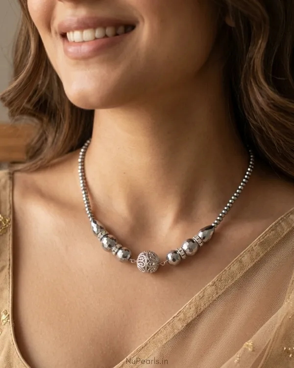 3-in-1_Handmade_Fizza_Silver_Bronze_Crystal_Convertible_Long_Mala_Necklace