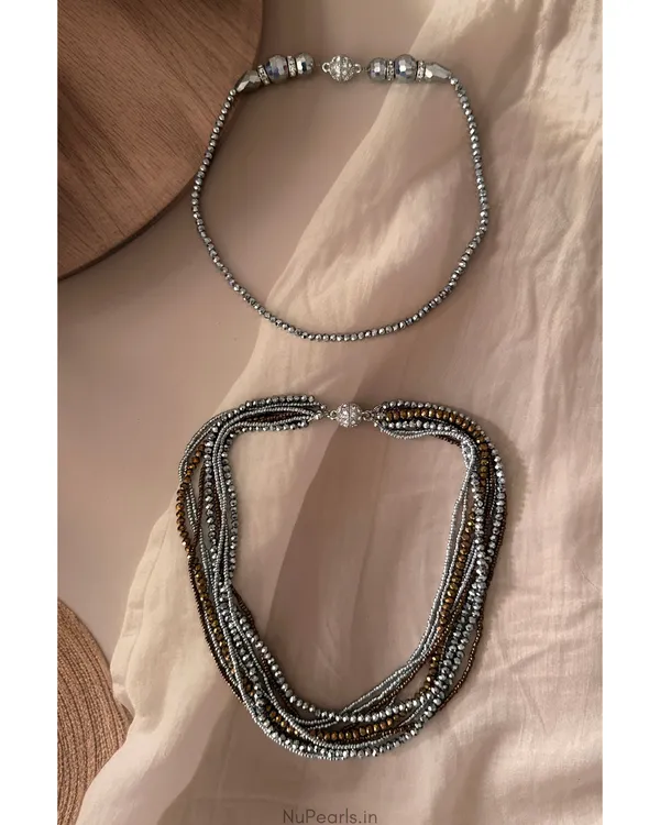 3-in-1_Handmade_Fizza_Silver_Bronze_Crystal_Convertible_Long_Mala_Necklace