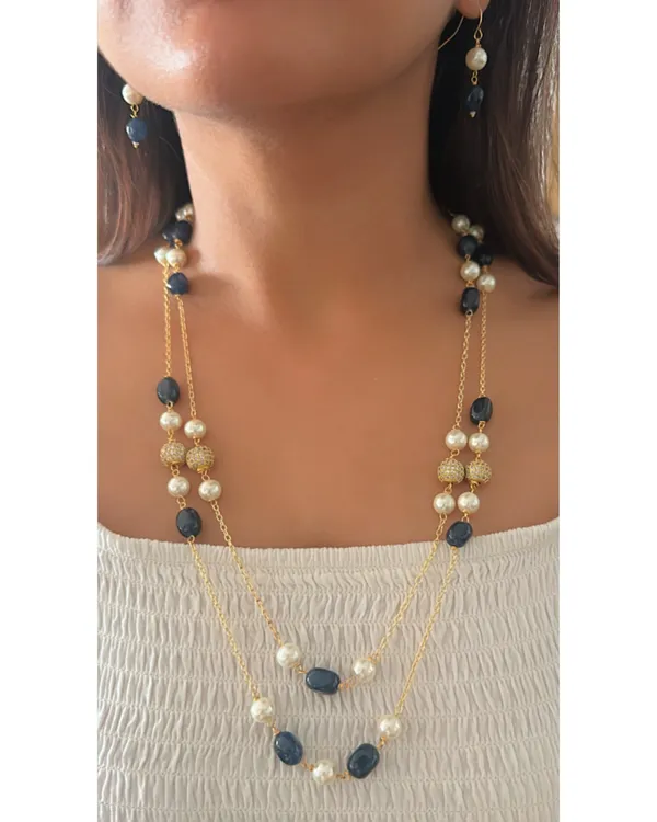 Sapphire_Blue_Zoe_Pearl_&_Stone_Double_Layered_Mala_In_Golden_Chain_For_Women