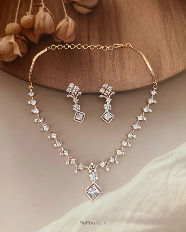 White_Viti_Necklace_|_18K_Rose_Gold_Plated_CZ_Studded_Jewellery_Set_For_Women
