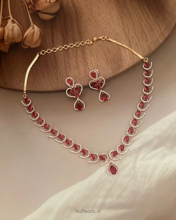 Red_Alya_Necklace_|_18K_Rose_Gold_Plated_CZ_Studded_Jewellery_Set_For_Women