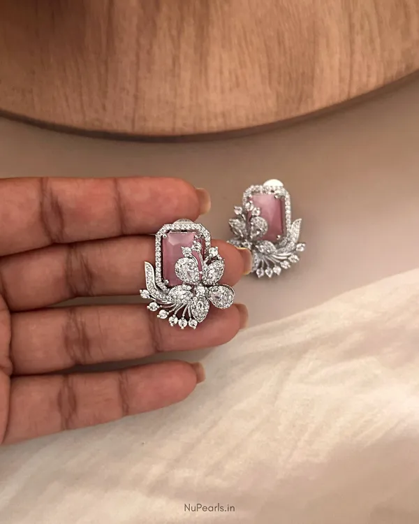 Pink_Floral_Studs_|_Rhodium_Plated_CZ_Studded_Party_Earrings
