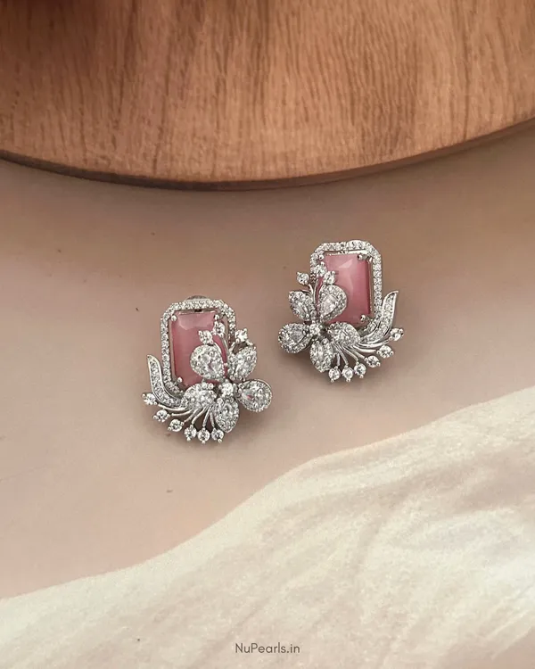 Pink_Floral_Studs_|_Rhodium_Plated_CZ_Studded_Party_Earrings
