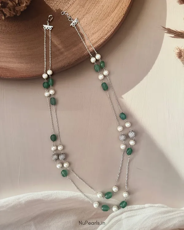Green_Zoe_Pearl_&_Stone_Double_Layered_Mala_In_Silver_Chain_For_Women
