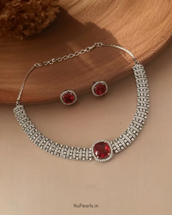 Red_Liba_Choker_Necklace_|_Rhodium_Plated_CZ_Studded_Jewellery_Set_For_Women