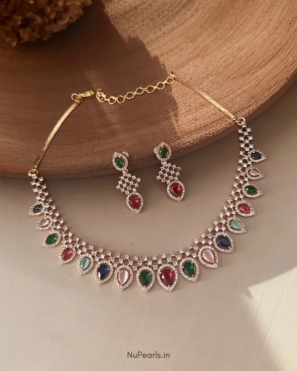 Multi_Pahel_Necklace_|_18K_Rose_Gold_Plated_CZ_Studded_Jewellery_Set_For_Women