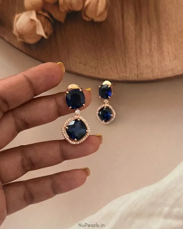 Dark_Blue_Lucy_Doublet_Cz_Stone_Rose_Gold_Earrings
