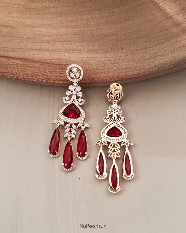 Red_Grace_American_Diamond_Rose_Gold_Plated_Chandelier_Party_Earrings_For_Women