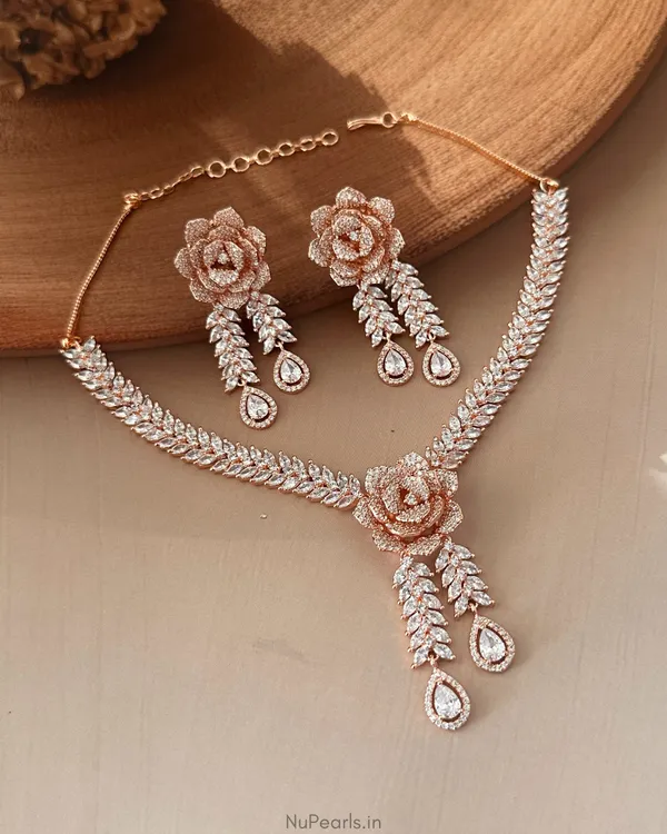 Rose_Gold_Naina_Necklace_with_Rotating_Flowers_|18K_Rose_Gold_Plated_American_Diamond_Jewellery_Set_For_Women_With_Earrings