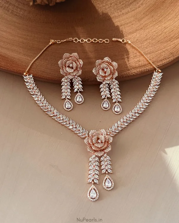 Rose_Gold_Naina_Necklace_with_Rotating_Flowers_|18K_Rose_Gold_Plated_American_Diamond_Jewellery_Set_For_Women_With_Earrings