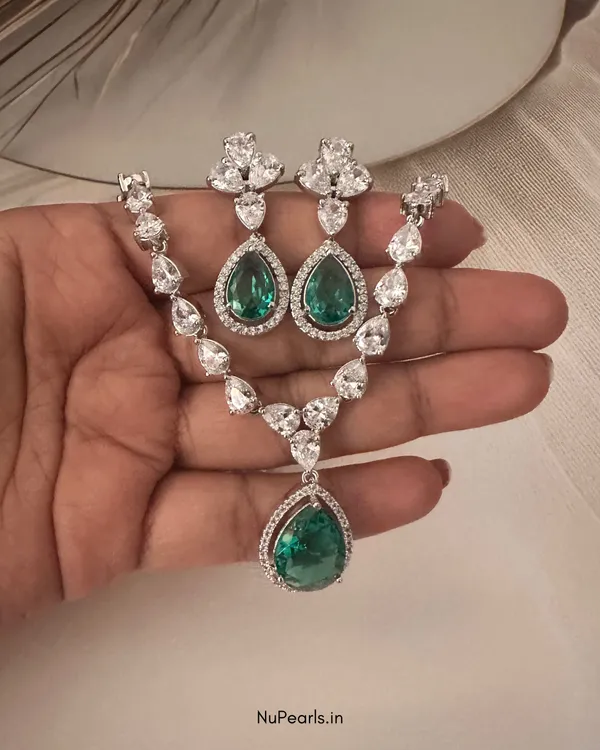 Green__Ella_Tear_Drop_Cz_Stone_Rhodium_Necklace_For_Women