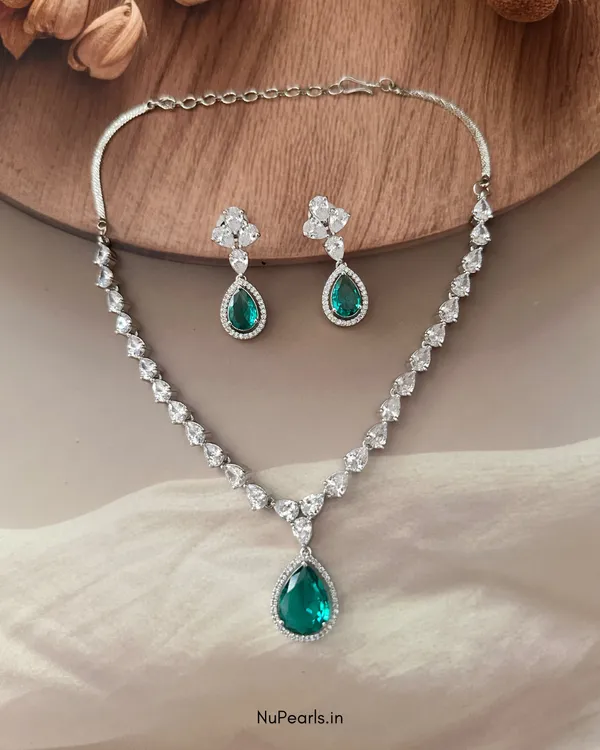 Green__Ella_Tear_Drop_Cz_Stone_Rhodium_Necklace_For_Women