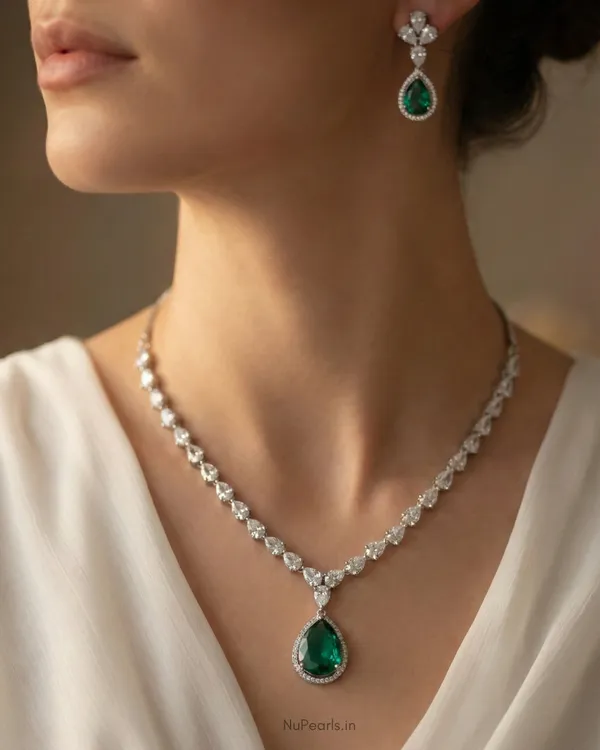 Green__Ella_Tear_Drop_Cz_Stone_Rhodium_Necklace_For_Women